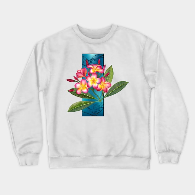 Pink Plumeria Branch with Rectangle Crewneck Sweatshirt by Blackmoon9